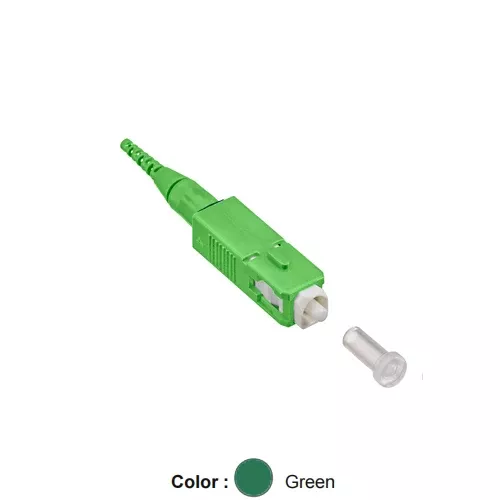 Leviton 499SC-GN9, FASTSPLICE Fusion Splice On Fiber Connector, SC, Single-Mode, APC, OS2, 900 μm, 12-Pack, Green