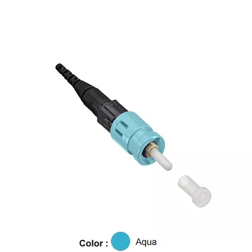 Leviton 499ST-AQ9, FASTSPLICE Fusion Splice On Fiber Connector, ST, Multimode, OM3/4, 900 μm, 12-Pack, Aqua