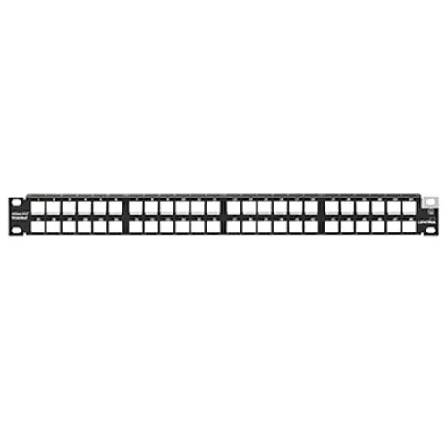 Leviton 4S255-D48, Flat Shielded Quickport Patch Panel, 48-Port, 1RU, High-Density Rear Cable Manager Sold Separately, Black