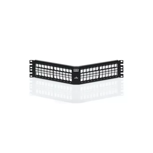 Leviton 4S256-S48, Shielded Angled Quickport Patch Panel, 48‑Port, 2RU, Black