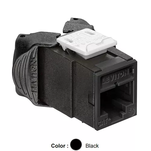 Leviton 5EUJK-RE5, ATLAS-X1 Cat 5e UTP Quickport Jack, Black