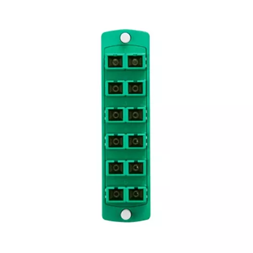 Leviton 5F100-2VC, SDX Precision Molded Fiber Adapter Plate, 12-Fiber, OS2, Duplex SC/APC (Green), Zirconia Ceramic Sleeve