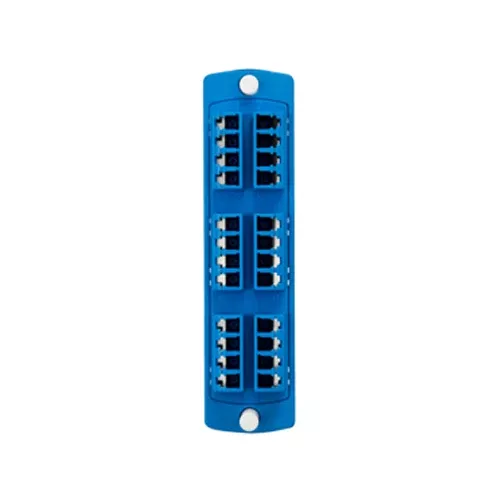 Leviton 5F100-4LL, SDX Precision Molded Fiber Adapter Plate, 24-Fiber, OS2, Quad LC (Blue), Zirconia Ceramic Sleeve