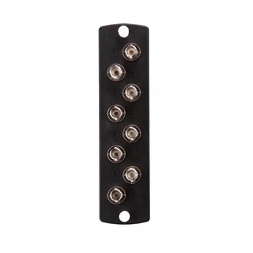 Leviton 5F100-8MT, SDX Precision Molded Fiber Adapter Plate, 8-Fiber, ST MM/SM (Black), Zirconia Ceramic Sleeve