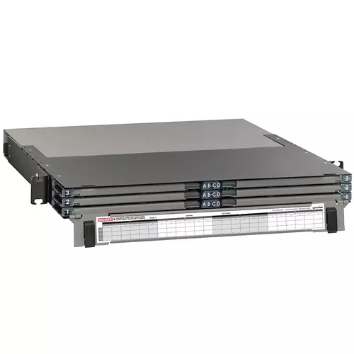 Leviton 5R1UD-S12, OPT-X UHDX Fiber Rack-Mount Enclosure with Sliding Trays, 1RU, Empty, Accepts up to (12) HDX Components