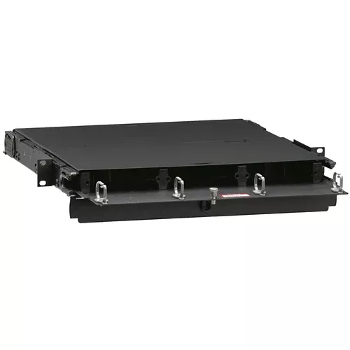 Leviton 5R1UM-S03, 1000i SDX 1RU Rack-Mount Enclosure with Sliding Tray, Empty, Accepts up to (3) SDX Adapter Plates and (3) Splice Trays or (3) SDX MTP Cassettes, Black