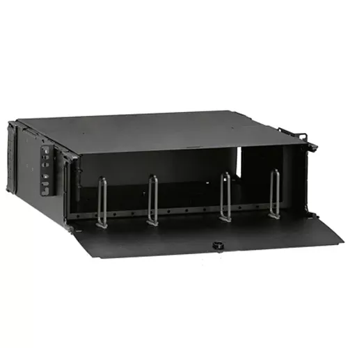 Leviton 5R3UM-F12, 1000i SDX 3RU Rack-Mount Enclosure, Empty, Accepts up to (12) SDX Adapter Plates and (12) Splice Trays or (12) SDX MTP Cassettes (Vertical Adapter Plate/Cassette Orientation), Black