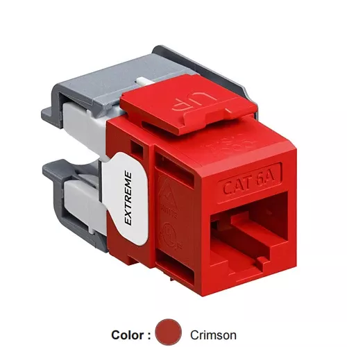 Leviton 6110G-RC6, EXTREME Cat 6A UTP Quickport Jack, Channel-Rated, Crimson