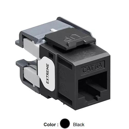 Leviton 6110G-RE6, EXTREME Cat 6A UTP Quickport Jack, Channel-Rated, Black