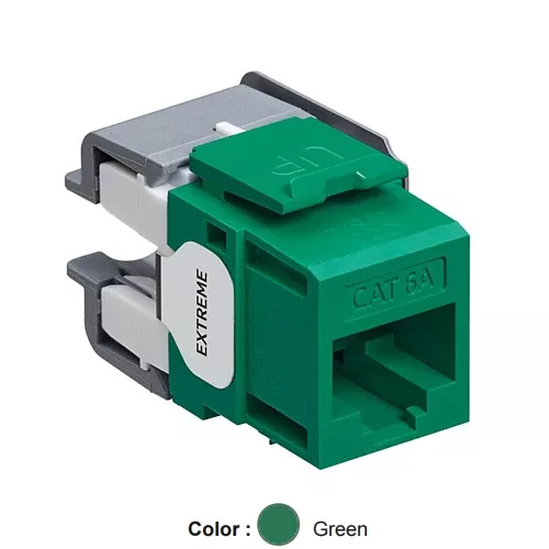 Leviton 6110G-RV6, EXTREME Cat 6A UTP Quickport Jack, Channel-Rated, Green