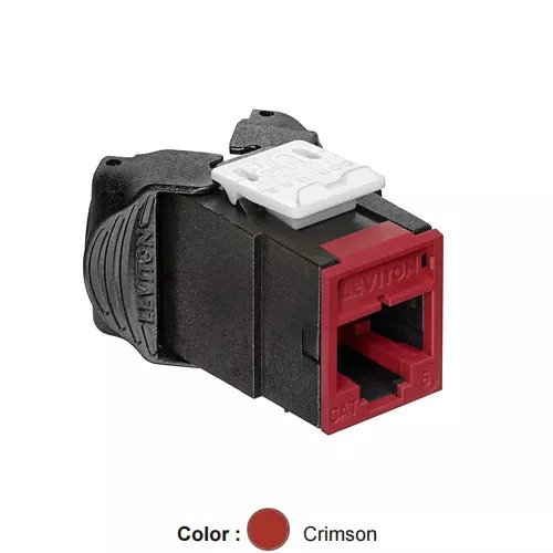 Leviton 61UJK-RR6, ATLAS-X1 Cat 6 UTP Quickport Jack, Dark Red