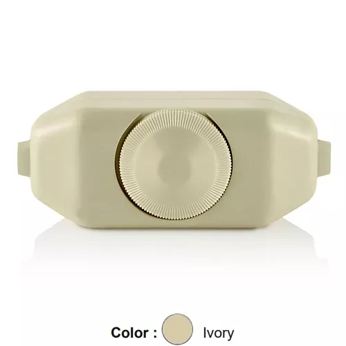 Leviton 6250-3I, Feed-Through Full Range Electro-Mechanical Incandescent Lamp Cord Dimmer, Single-Pole, 200W, 120 Volt, 60Hz, Ivory