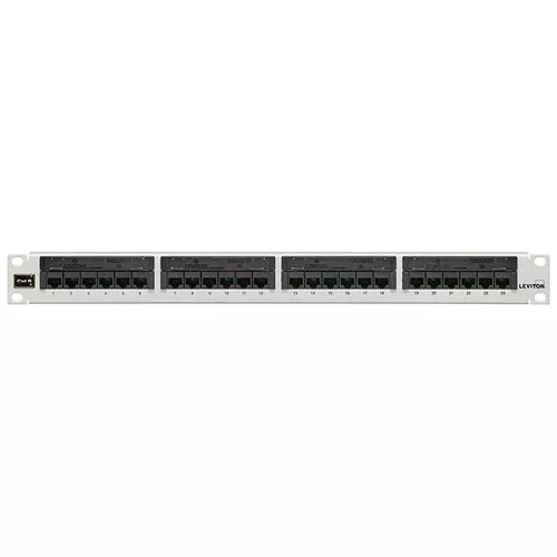 Leviton 69586-W24, Cat 6 Flat 110-Style Patch Panel, 24-Port, 1RU, White