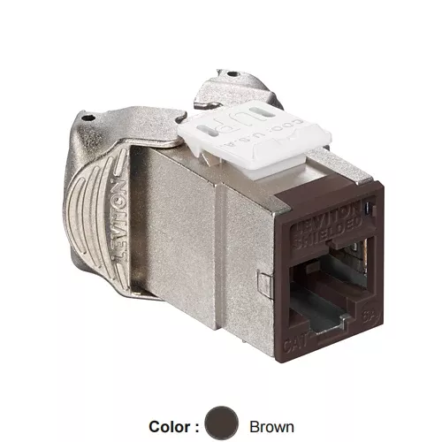 Leviton 6ASJK-RB6, ATLAS-X1 Cat 6A Shielded Quickport Jack, Component-Rated, Brown