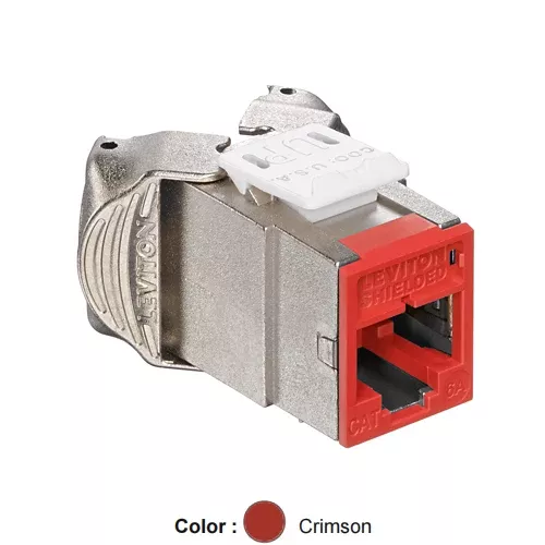 Leviton 6ASJK-RC6, ATLAS-X1 Cat 6A Shielded Quickport Jack, Component-Rated, Crimson