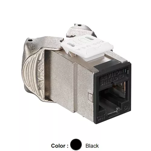 Leviton 6ASJK-RE6, ATLAS-X1 Cat 6A Shielded Quickport Jack, Component-Rated, Black