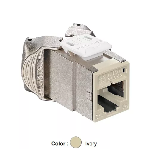 Leviton 6ASJK-RI6, ATLAS-X1 Cat 6A Shielded Quickport Jack, Component-Rated, Ivory