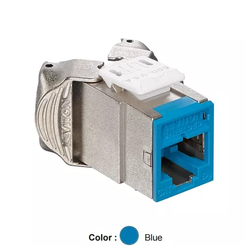 Leviton 6ASJK-RL6, ATLAS-X1 Cat 6A Shielded Quickport Jack, Component-Rated, Blue