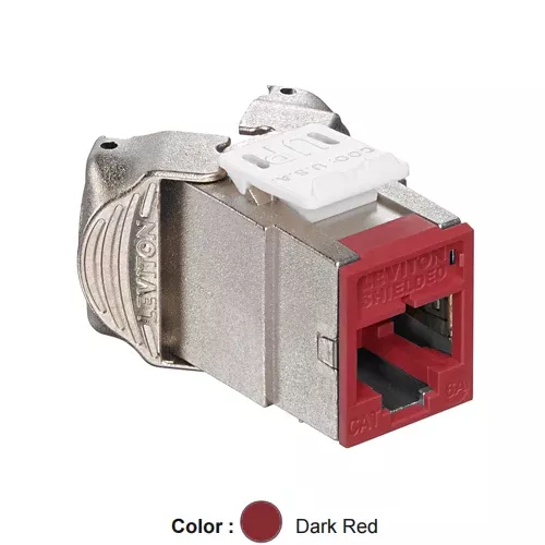 Leviton 6ASJK-RR6, ATLAS-X1 Cat 6A Shielded Quickport Jack, Component-Rated, Dark Red