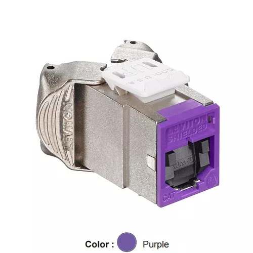 Leviton 6ASJK-SP6, ATLAS-X1 Cat 6A Shielded Quickport Jack with Shutters, Component-Rated, Purple