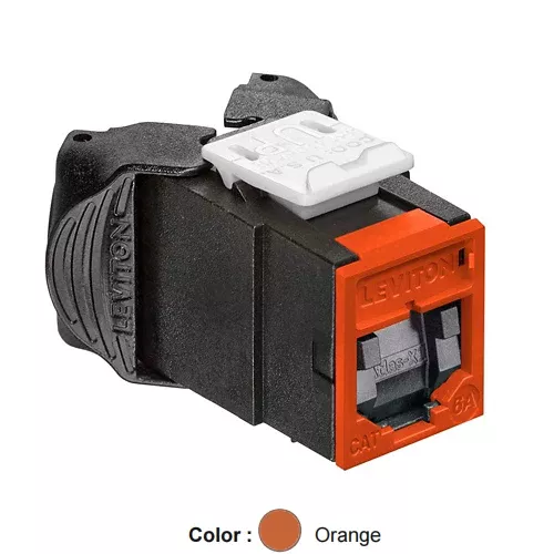 Leviton 6AUJK-SO6, ATLAS-X1 Cat 6A UTP Quickport Jack with Shutters, Orange
