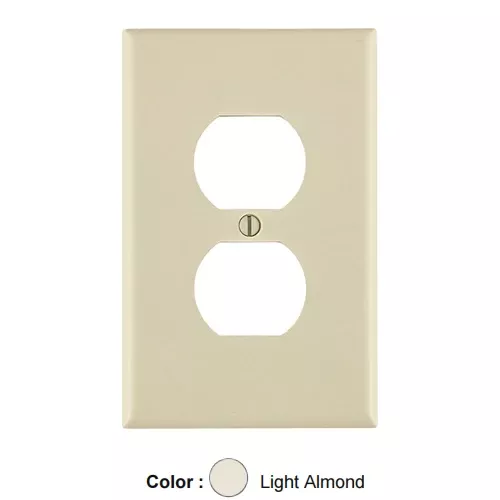 Leviton 80503-T, 1-Gang Duplex Device Receptacle Wallplate, Midway Size, Thermoset, Device Mount, Light Almond, 3 Packs