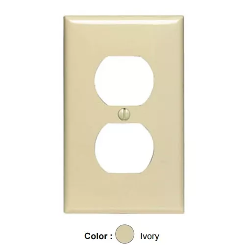 Leviton 80703-I, 1-Gang Duplex Device Receptacle Wallplate, Standard Size, Thermoplastic Nylon, Device Mount, Ivory, 4 Packs