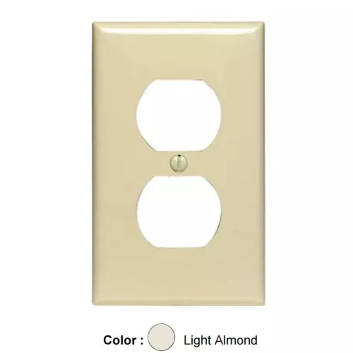 Leviton 80703-NT, 1-Gang Duplex Device Receptacle Wallplate, Standard Size, Thermoplastic Nylon, Device Mount, Light Almond, 4 Packs
