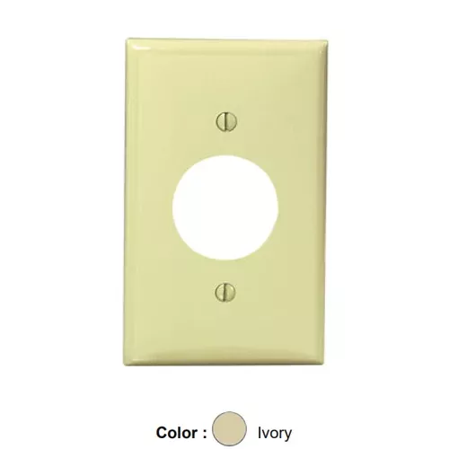 Leviton 80704-I, 1-Gang Single 1.406 Inch Hole Device Receptacle Wallplate, Standard Size, Thermoplastic Nylon, Device Mount, Ivory, 2 Packs