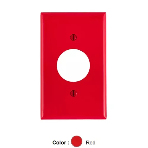 Leviton 80704-R, 1-Gang Single 1.406 Inch Hole Device Receptacle Wallplate, Standard Size, Thermoplastic Nylon, Device Mount, Red, 2 Packs