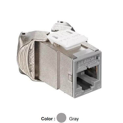 Leviton 81SJK-RG8, ATLAS-X1 Cat 8 Shielded Quickport Jack, Gray
