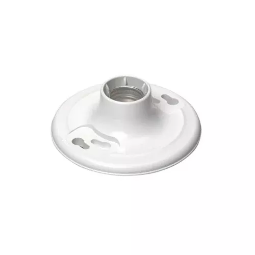 Leviton 8829-CW2, Medium Base One-Piece White Urea Outlet Box Mount Incandescent Lampholder, Keyless, Single Circuit, 660W/250V, 6'' Pig Tail Leads Top Wired, White, 3 Packs