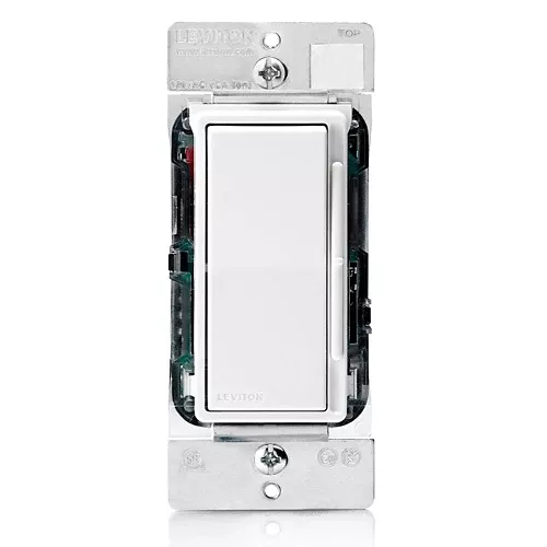Leviton DSX10-10Z, Decora Slide Fluorescent Dimmer for Mark 10 Powerline Ballasts, 1000VA, 120VAC, 60Hz, Single Pole or 3-Way, White