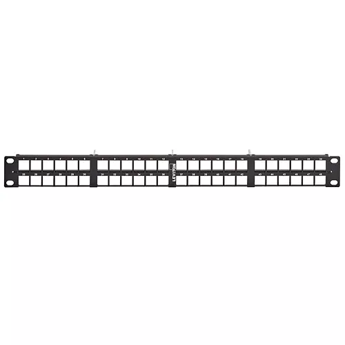 Leviton E2X1F-S48, e2XHD 1RU 48-Port Flat High-Density Fiber Panel, Supports UTP, Shielded, and Fiber Cassettes, Black
