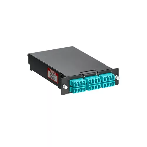 Leviton SPLCS-24A, SDX Pigtail Fusion Metal Splice Module, Pre-Loaded with Duplex LC Adapters (Aqua) and 24-Fiber OM3 LC/PC Individual Pigtails, Includes 40mm Splice Sleeves