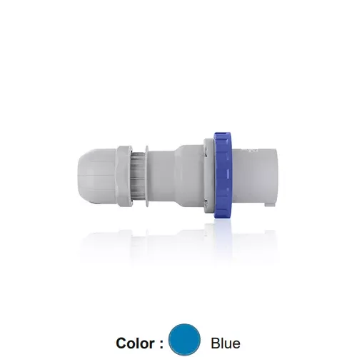 Leviton W363-P9, International Configuration Pin & Sleeve Plug, Industrial Grade, 63 Amp, 200-250 Volt, 3P+E (3P, 4W), Clock Position 9, IP66/67, Watertight, Blue