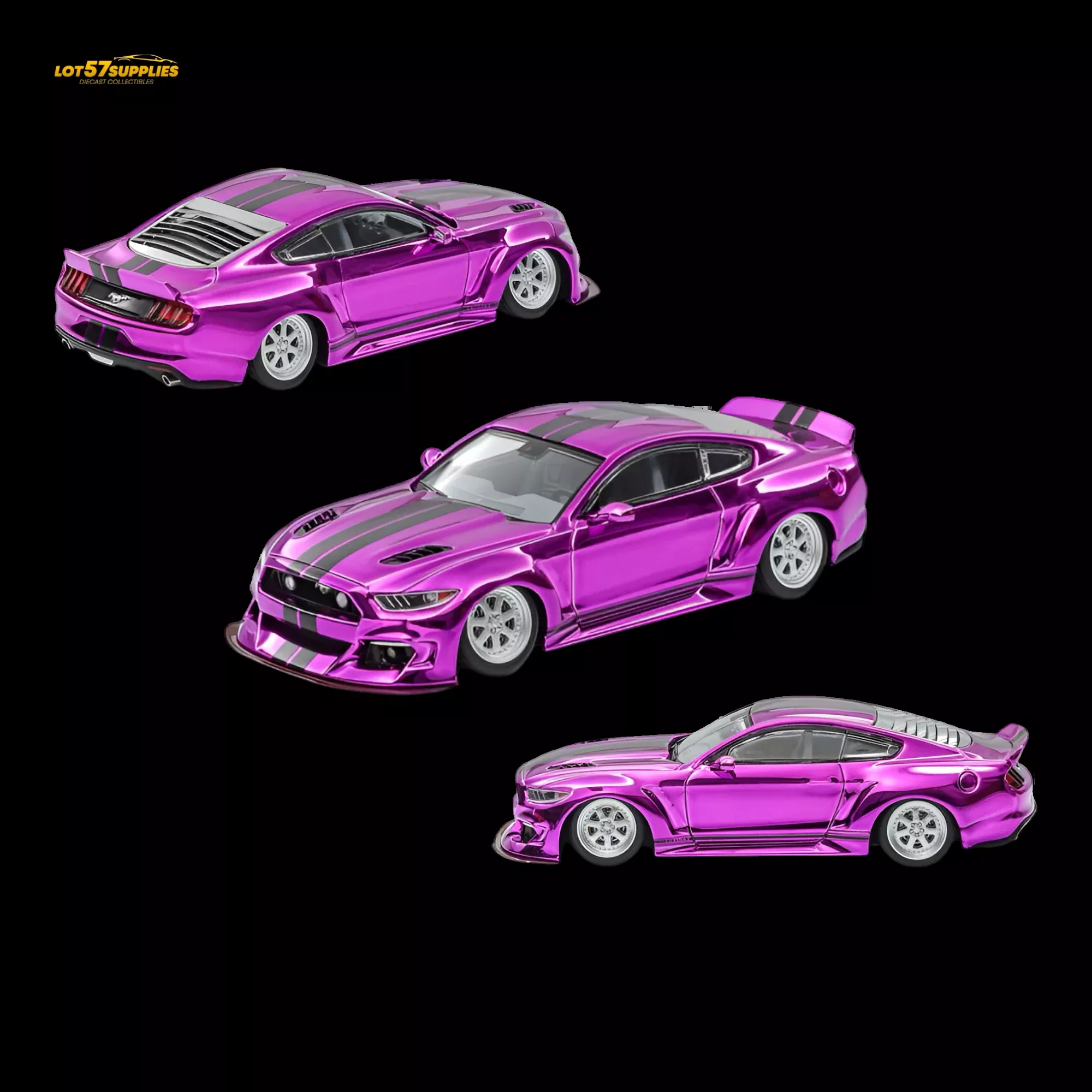 Liberty64 Mustang Widebody Kit Chrome Purple 1:64