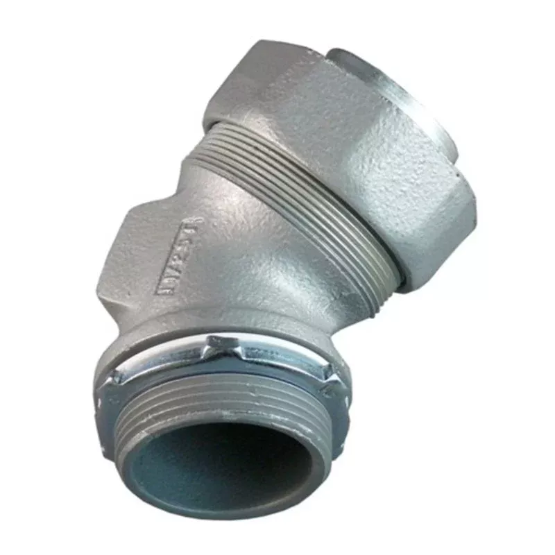 Liquidtight Connector, 45°, 1-1/2″, Malleable Iron By Appleton ST45150