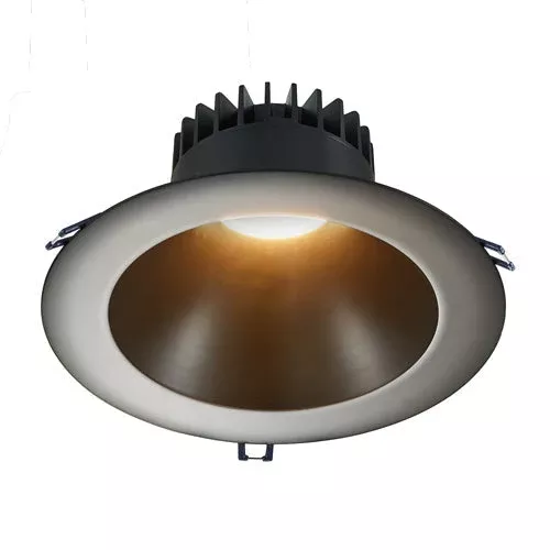 Lotus LD8R-40K-BR-BT, 8" Round Deep Black Trim Regressed LED Open Plenum, 18W, 120VAC, 4000K Cool White, 1650 Lumens, Black Reflector, Dimmable