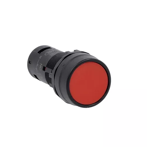 Lovato LMPB104T01, Monoblock Pushbutton Actuator, Spring Return, Flush, Red, 1NC Screw Terminals