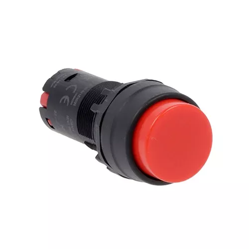 Lovato LMPB204S01, Monoblock Pushbutton Actuator, Spring Return, Extended, Red, 1NC Spring Terminals