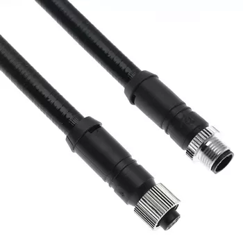Mencom MDC-4MFP-1M-A03 M12 Covered Stainless Steel Cordset, 4 Pole, Male/Female Straight, 1 M