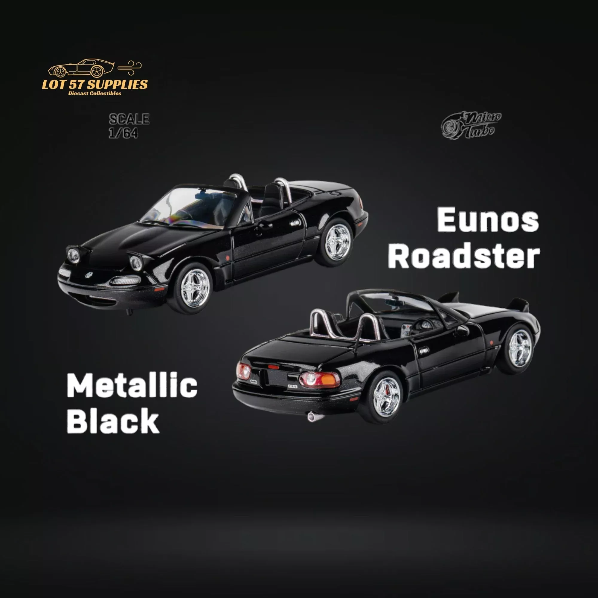 MicroTurbo Eunos Roadster MX-5 Customized Metallic Black 1:64