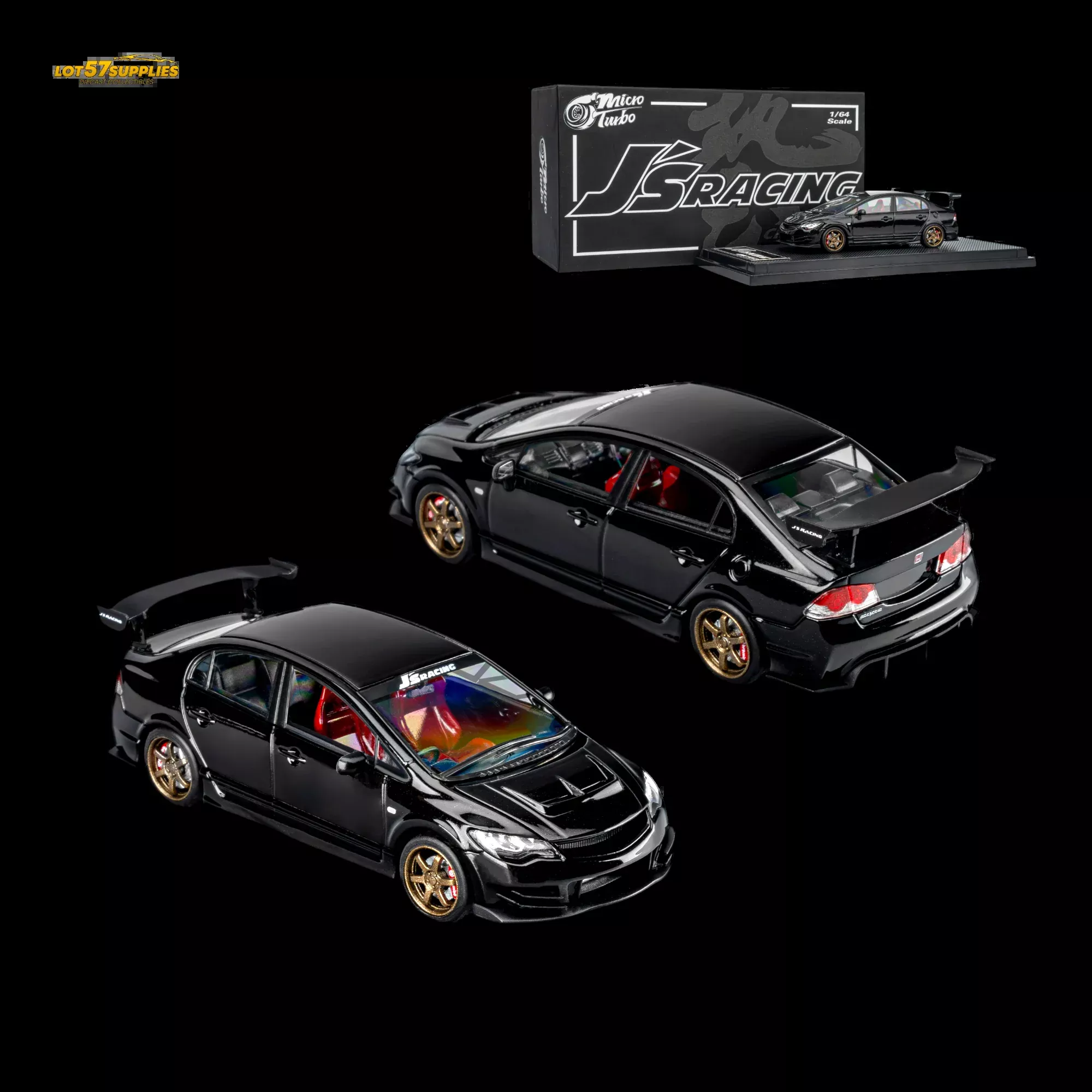 MicroTurbo FD2 J'S Racing Metallic Black 1:64