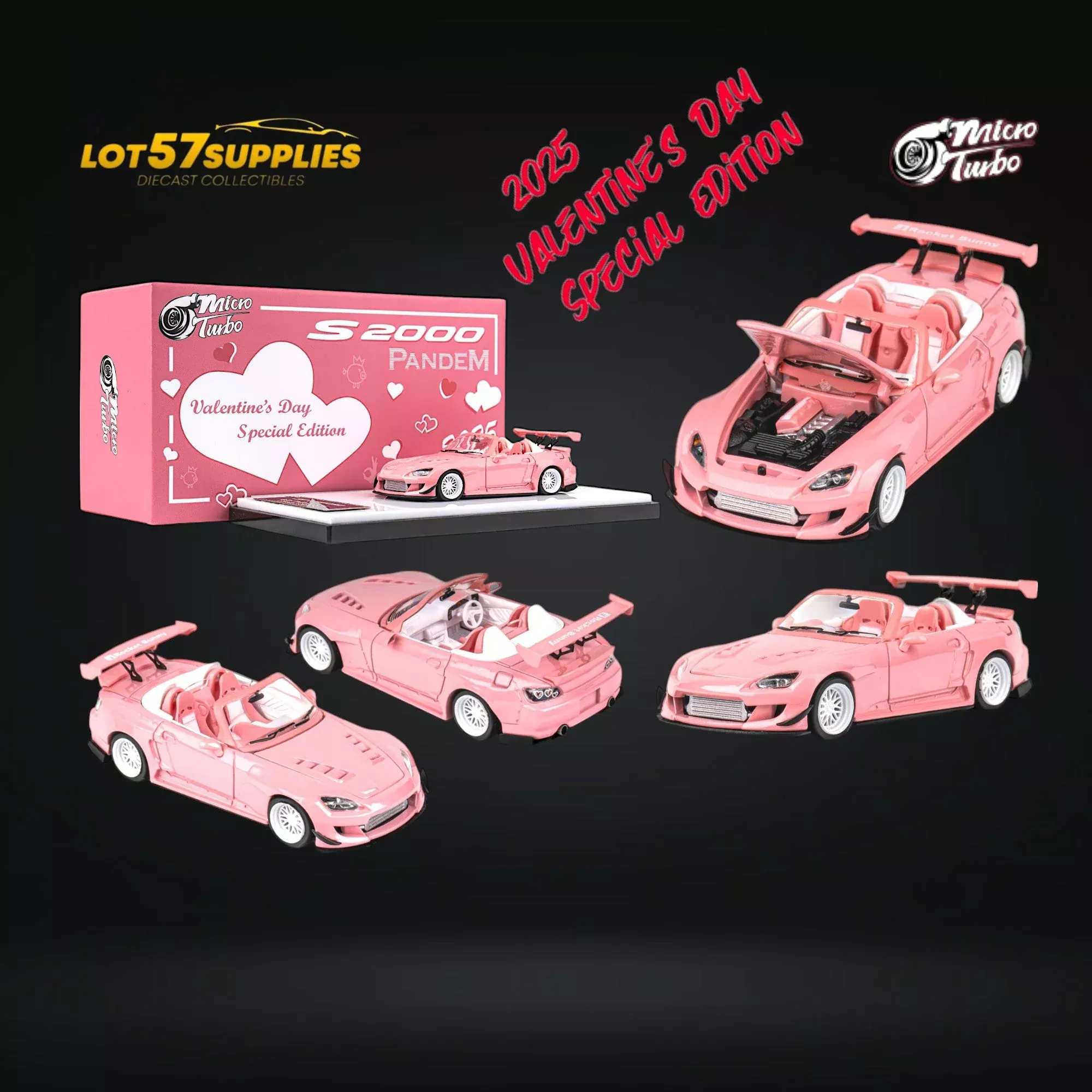 MicroTurbo Honda S2000 Rocket Bunny Valentine’s Pink 1:64
