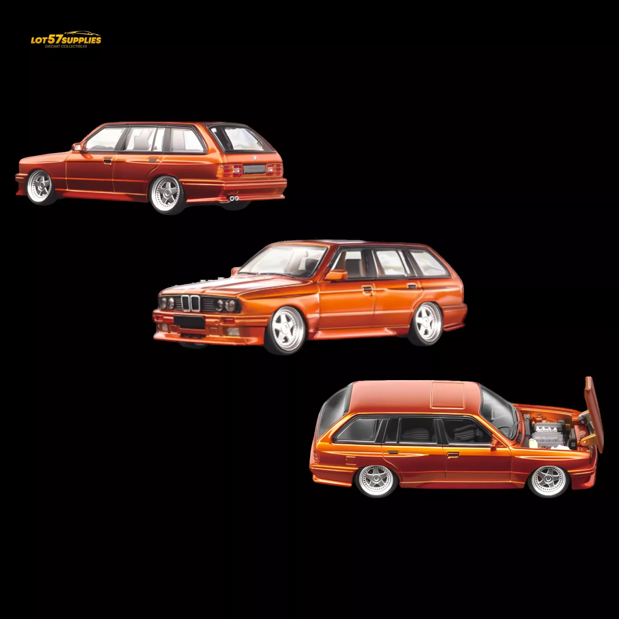 Mortal BMW E30 Cambered Sunset Orange 1:64