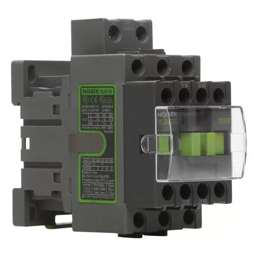 Noark Ex9C1822U7, Ex9C Series, Standard IEC Contactor, Non-Reversing, 3-Pole, 18A, AC Coil, 2NO+2NC Auxiliary Contact, 240V Control Voltage, 50/60 Hz, 3NO Main Power Contact