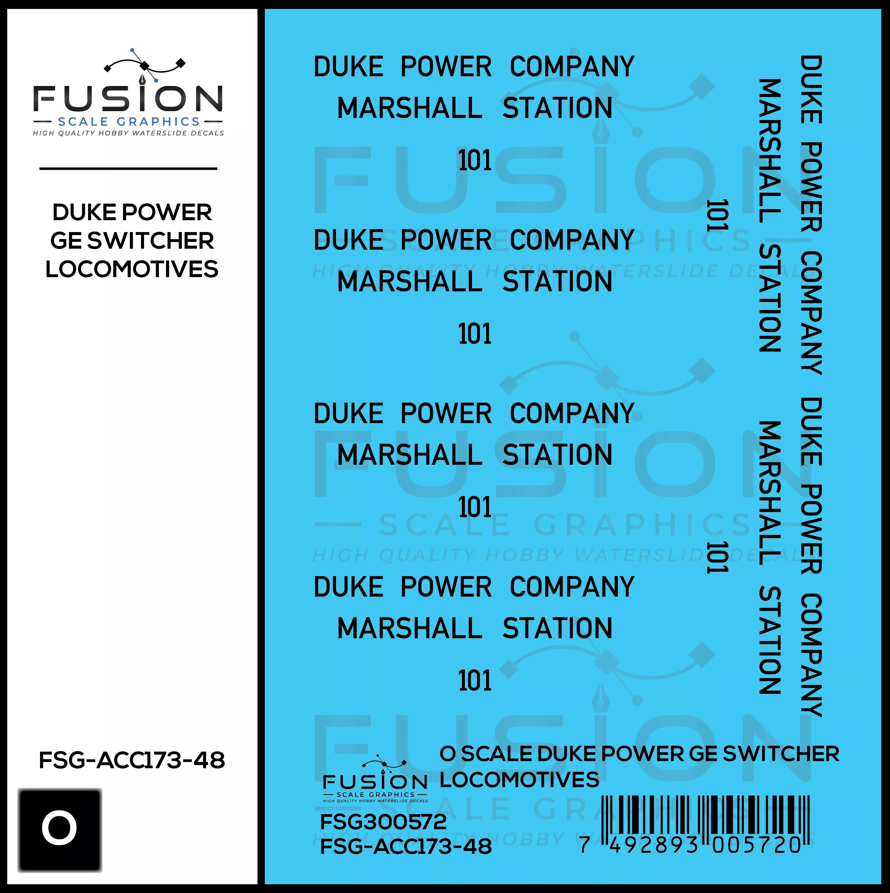 O Scale Duke Power GE Switcher Locomotives Decal Set