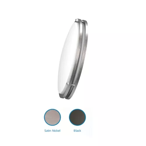 ORTECH 1302T-14SN-3CCT, 14" Double Ring LED Flush Mount, 120VAC, 26W, 1820 LM, 3CCT, Satin Nickel, Dimmable, 80 CRI