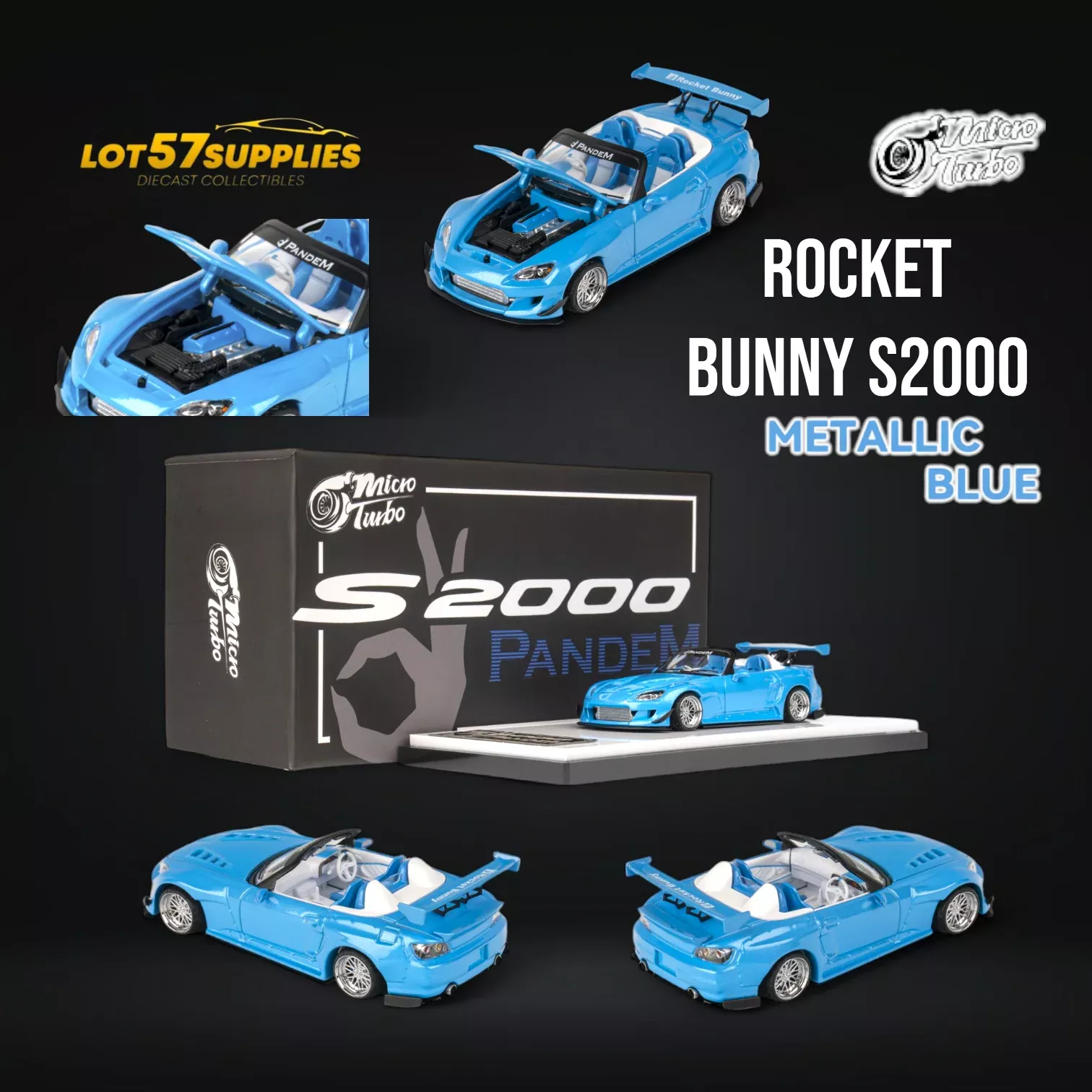 (Pre-Order) MicroTurbo Honda S2000 Custom Rocket Bunny Metallic Blue 1:64